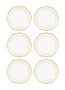Hermia Juego de 6 Platos de Postre DNR0022 en Crema de Porcelana